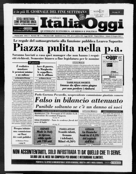 Italia oggi : quotidiano di economia finanza e politica